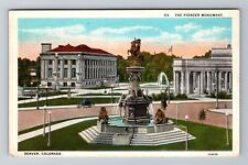 Denver CO-Colorado, The Pioneer Monument, Antique, Vintage c1929 Postcard picture