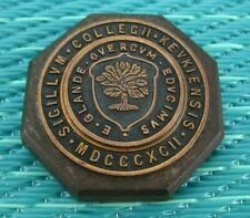 Vintage Keuka College NY Paperweight Copper Iron Metal Acorn Oak Emblem Seal Old picture