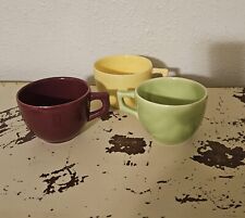 Lot Of 3 Vintage Handpainted Unbranded Ceramic Teacups 1950s 8oz picture