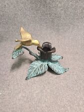 Vintage GATCO Brass Verdigris Hummingbird Needle Flower Candle Holder  picture