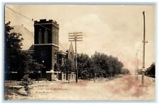c1910's Christian Church Stockton Kansas KS, West View RPPC Photo Postcard picture