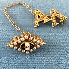 Vintage 14K Gold Delta Sigma Nu Fraternity Pin Pearls Dainty WEB Signed Brooch picture