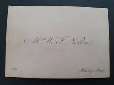 c1850/60s Calling Card Mrs W.F.Norton of Harley Street to Mrs William Johnson picture