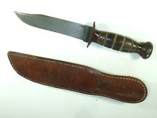 Vintage Ka-Bar Fixed Blade Knife..Made in USA marked KA-BAR OLEAN N.Y.  w/Sheath picture
