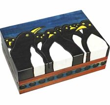 🌟Rare Beautiful  Madagascar Penguins Handmade Polish Jewelry Keepsake Box picture