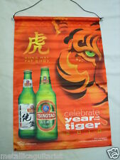 TSINGTAO BEER - 2010 YEAR OF THE TIGER SATIN CLOTH SCROLL BANNER *NEW*  picture