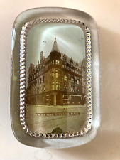 Circa 1900 Antique Clear Glass Paperweight - YMCA Bldg. - Fitchburg, Mass picture