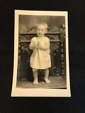 Antique Real Photo Postcard RPPC Happy Toddler Clapping c1900 Studio Picture picture
