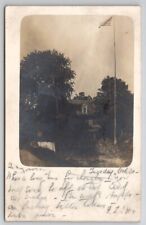 RPPC Home In Milford Huge Flag Pole 1906 To Schultz In Namozine VA Postcard B32 picture