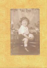 X RPPC 1908-39 real photo postcard GIRL HOLDING BALL Uncle Louis Aunt Ida picture