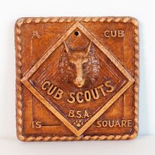 Cub Boy Scouts of America BSA 1950s Vintage Resin Plaque A Cub Is Square 3.75