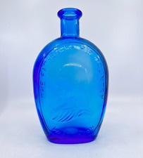 Vintage WHEATON GLASS BOTTLE George Washington Bottle Blue Vintage Glass Whisky picture