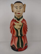 Old Buddha Monk Wood Polychrome Statue Altar Attendant Korean Dongja 14 In. picture