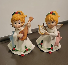 Christmas in July, Vintage Pair Homce Choir Pocelain Angel Figurines 4 3/4