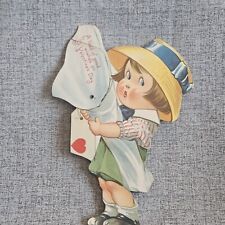 Antique S. Bergman 1917 Valentine Boy With Roses Mechanical USA picture