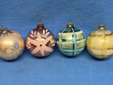 Vintage West Germany Glass Christmas Ornaments Lot Of 4 Stencil Glitter large picture