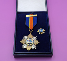 Ukrainian medal blue ribbon Ukrtransgaz + tails badge box #591 Rarest original picture