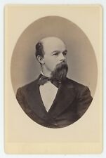 Antique Circa 1880s Cabinet Card Handsome Stoic Man With Thick Goatee Beard picture