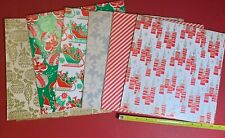 6 Vintage 60s 70s Wrapping Paper Sheets Christmas Theme Santa Gold Silver picture