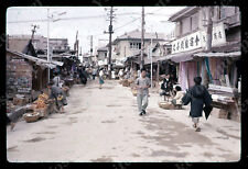 sl65  Original slide 1950's  Korean War street scene outdoor market sepia 869a picture