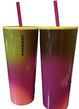 2 - Starbucks Stainless Steel Cold Cup Multicolor Berry Gradient Lid Straw Ombré picture