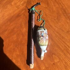 German Pipe Hand Painted Porcelain W/wood Stem Missing 1 Piece picture