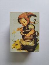 Hummel-Style VTG Japan Toyo Music Box Girl Feeding Chicks - Plays Perfectly picture