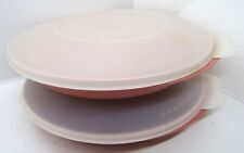 Vintage Tupperware 2604B-3 Pink Lidded Divided Plates. Set of 2. picture