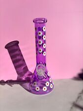10” Purple Flower Bong Hookah Water Pipe Bong Tobacco Smoking Beaker glass picture