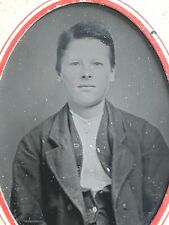 1870s TINTYPE PHOTOGRAPH antique b&w photo YOUNG MAN American Frontier 2.5 x 4 picture