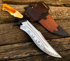 Premium Hunting Knife Custom Handmade J2 Steel Bowie Knife Bone Handle W/Sheath picture