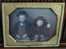 1850s Sad Young Brothers In Hats Daguerreotype Boys Dreary Photo Antique Sixth picture
