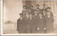 1910s RPPC Real Photo Postcard Group of Young Men in Hats & Overcoats / Unused picture