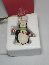 LENOX Very Merry Porcelain Ornament PENGUIN Candy Cane Christmas Tree Ornament picture