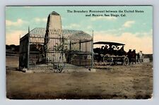 San Diego CA-California, The Boundary Monument, US, Mexico Vintage Postcard picture