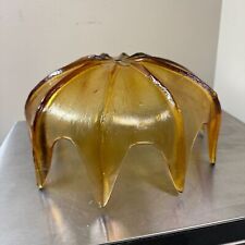 VTG MCM Mid Century Clear Amber Glass Ceiling Light Shade / Light Cover Umbrella picture