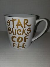 Starbucks 2015 White and Gold Graffiti Coffee Mug Cup 14.2 Oz picture