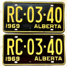 PAIR 1969 Alberta Passenger License Plates RC-03-40 picture