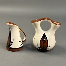 Miniature Tigua Pueblo Pitcher & Wedding Vase Krum Native American Pottery picture
