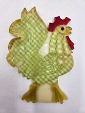 Vintage 1960's New Designs Inc. Lucite Green Rooster Spoon Rest or Wall Decor picture