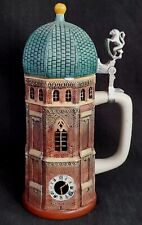 Vtg Germany Character Beer Stein Munich Frauenkirche Church Clock Tower 10