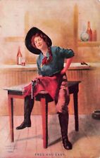 American Wild West Cowgirl Western Saloon Boss Girl Redhead Vtg Postcard A56 picture
