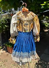 Vintage Czech Kroj Girls Folk Costume: Blouse, Vest, Apron, & Wrap-Around Skirt picture