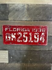 VINTAGE 1936 FLORIDA TAG TRUCK LICENSE PLATE #Gk25194 picture