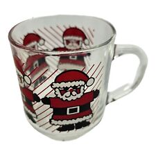 VINTAGE Luminarc Glass Santa stripes Christmas Mug Coffee Tea Cup picture