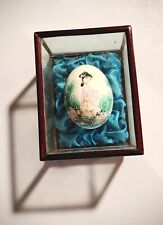 Vintage Delicate Egg Handpainted Beautiful Chinese Lady In Glass Case picture