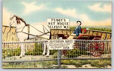 East Belfast Maine~Perrys Nut House~Horse Cart~1858 Jefferson Davis Plaque~Linen picture