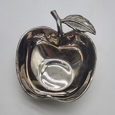 Vintage Silver Plate Apple Shaped Nuts Mints Candy Jewelry Trinket Dish Small picture