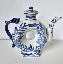 Floral Chinese Tea Pot White And Blue Antique Style Round Unique  picture