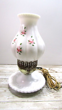 Vintage Milk Glass Lamp with small flowers in fair condition 10 inch tall picture